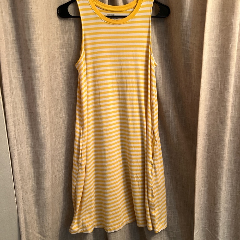 Time and Tru Yellow Striped Casual Dress
